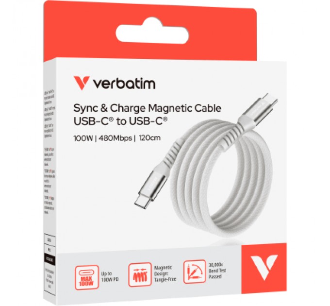 Verbatim Дата кабель USB-C to USB-C 1.2m Magnetic 100W gray Verbatim (31854)