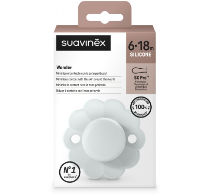 Suavinex Пустушка Suavinex Wonder фізіологічна, 6-18 місяців, світло-блакит (308387)