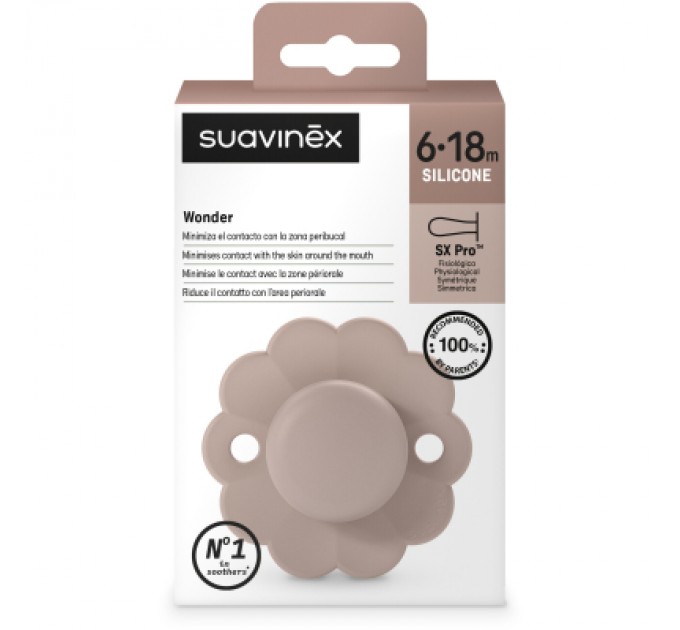 Suavinex Пустушка Suavinex Wonder фізіологічна, 6-18 місяців, світло-рожева (308390)