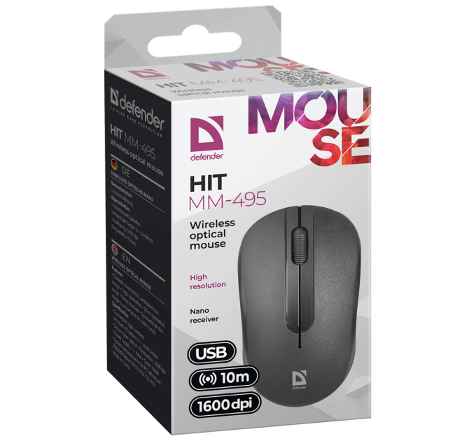Defender Мишка Defender Hit MM-495 Wireless Black (52495)