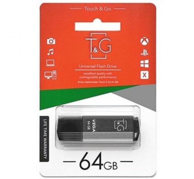T&G USB флеш накопичувач T&G 64GB 121 Vega Series Grey USB 2.0 (TG121-64GBGY)
