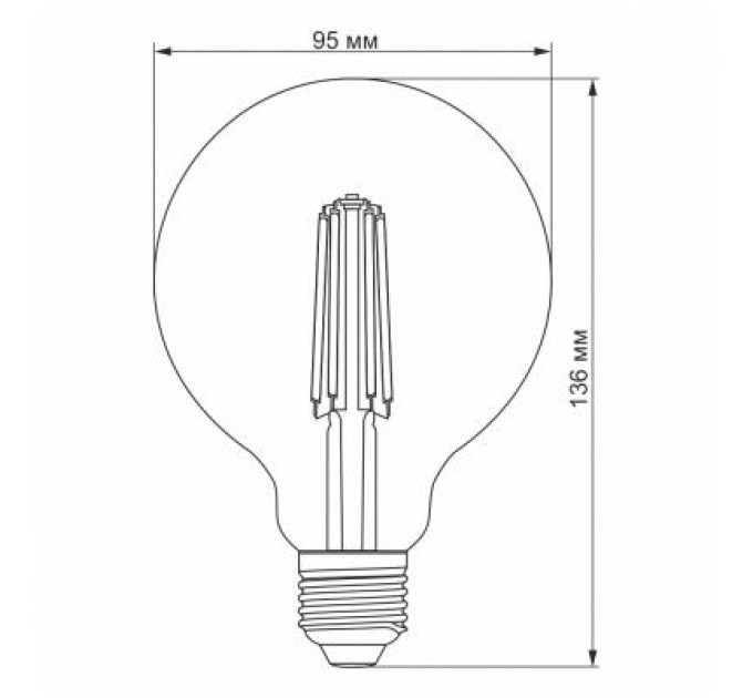 Videx Лампочка Videx Filament G95FAD 7W E27 2200K 220V (VL-G95FAD-07272)