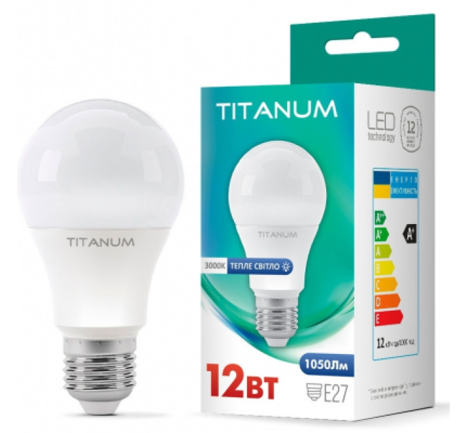 TITANUM Лампочка TITANUM A60 12W E27 3000K (TLA6012273)