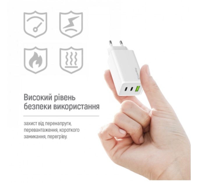 ColorWay Зарядний пристрій ColorWay C101B GaN Mini 100W PD PPS 2xUSB-C + USB-A white (CW-CHS061PD-WT)