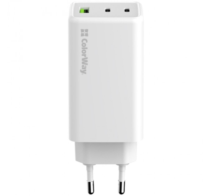 ColorWay Зарядний пристрій ColorWay C101B GaN Mini 100W PD PPS 2xUSB-C + USB-A white (CW-CHS061PD-WT)