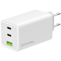 Зарядний пристрій ColorWay C101B GaN Mini 100W PD PPS 2xUSB-C + USB-A white (CW-CHS061PD-WT)