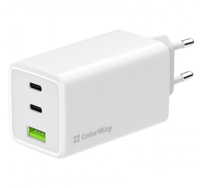 ColorWay Зарядний пристрій ColorWay C101B GaN Mini 100W PD PPS 2xUSB-C + USB-A white (CW-CHS061PD-WT)