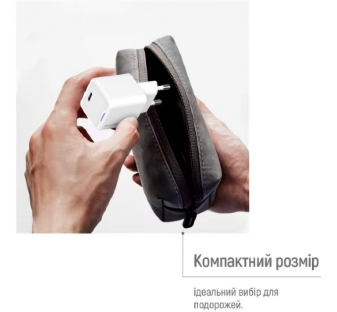 ColorWay Зарядний пристрій ColorWay C101C GaN Mini 20W PD PPS USB-C white (CW-CHS059PD-WT)