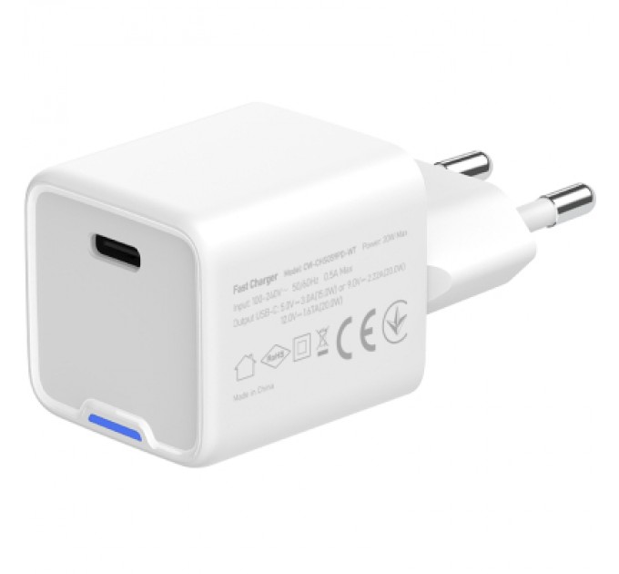 ColorWay Зарядний пристрій ColorWay C101C GaN Mini 20W PD PPS USB-C white (CW-CHS059PD-WT)