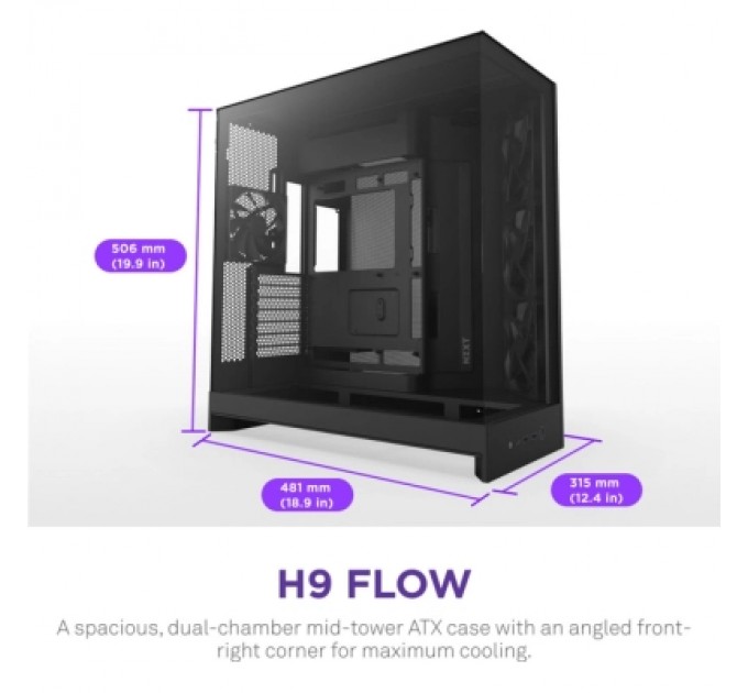 NZXT Корпус NZXT H9 Flow Dual-Chamber All Black (CM-H92FB-01)