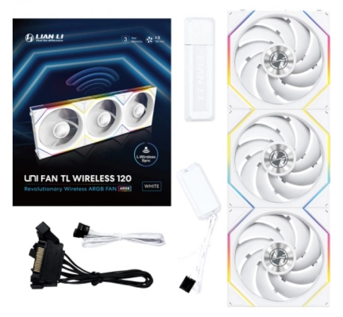 Lian Li Кулер до корпусу Lian Li Uni Fan TL WIRELESS 120-3, White (G99.12TL1W3W.00)