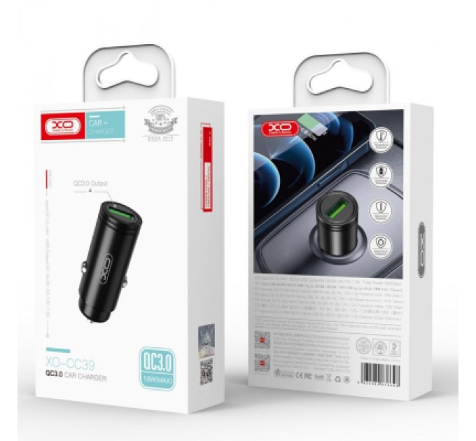 XO Зарядний пристрій XO USB QC3.0 black (CC39-BK)