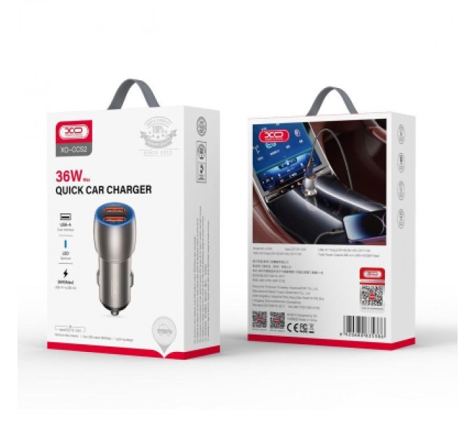 XO Зарядний пристрій XO 2xUSB QC3.0 36W black (СC52-BK)
