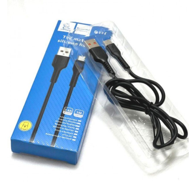 Denmen Дата кабель USB 2.0 AM to USB-C 1.0m 2.4A silicone black Denmen (DM-D42T-BK)