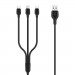 XO Дата кабель USB 2.0 AM to Lightning + Micro 5P + USB-C 1.0m 2.1A black XO (NB103-3in1-1-BK)