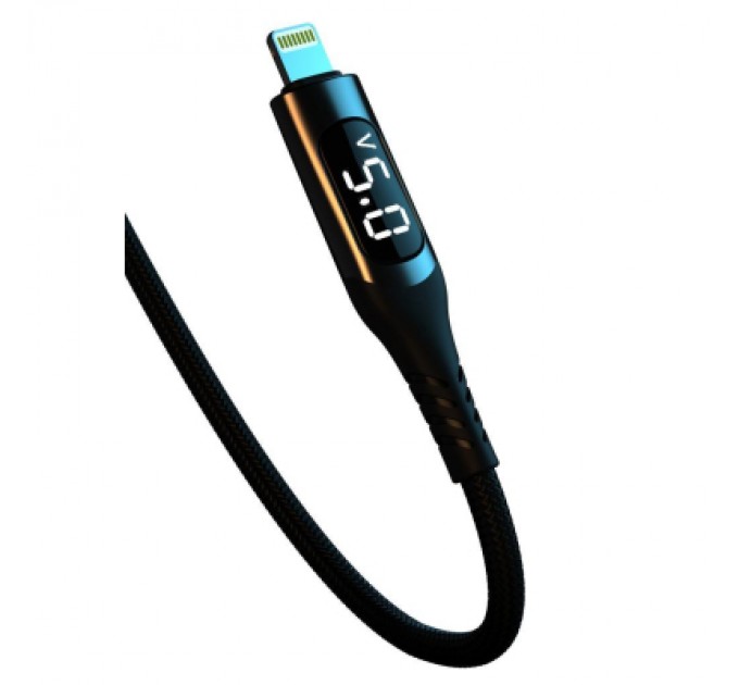 XO Дата кабель USB 2.0 AM to Lightning 1.0m 2.4A LED black XO (NB162-L-1-BK)