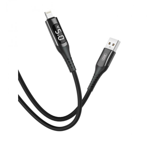 XO Дата кабель USB 2.0 AM to Lightning 1.0m 2.4A LED black XO (NB162-L-1-BK)