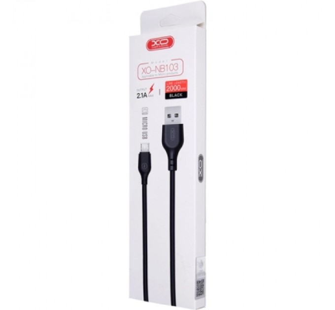 XO Дата кабель USB 2.0 AM to Micro 5P 2.0m 2.1A black XO (XO-NB103-BK)