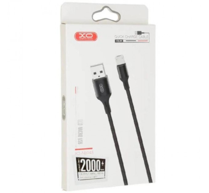 XO Дата кабель USB 2.0 AM to Micro 5P 2.0m 1.5A braided black XO (NB143-M2-BK)