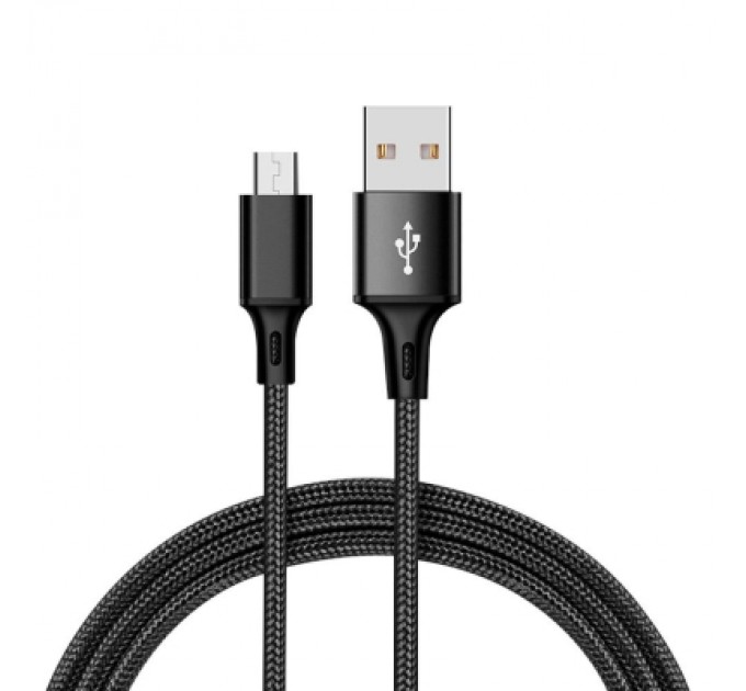 XO Дата кабель USB 2.0 AM to Micro 5P 2.0m 1.5A braided black XO (NB143-M2-BK)