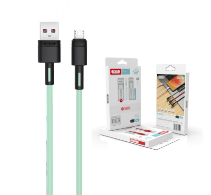 XO Дата кабель USB 2.0 AM to Micro 5P 1.0m 5A green XO (NB166-M-1-GR)