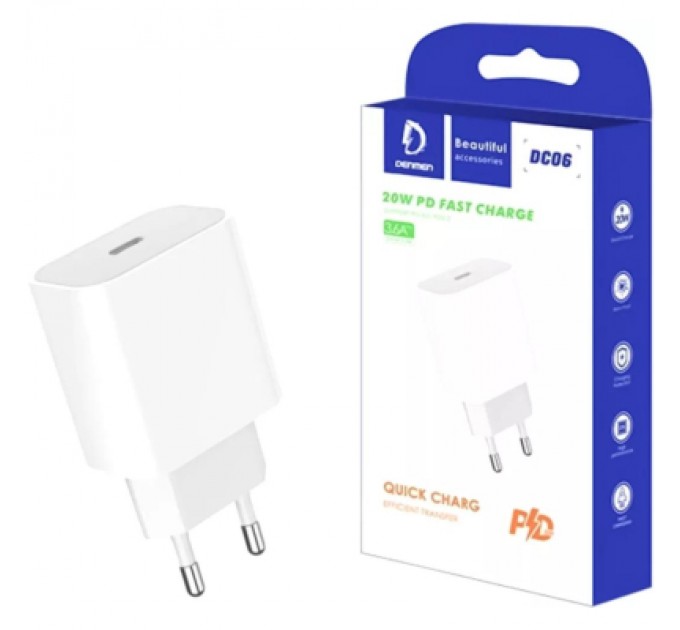 Denmen Зарядний пристрій Denmen USB-C PD20W 3.6A white (DM-DC06-WH)