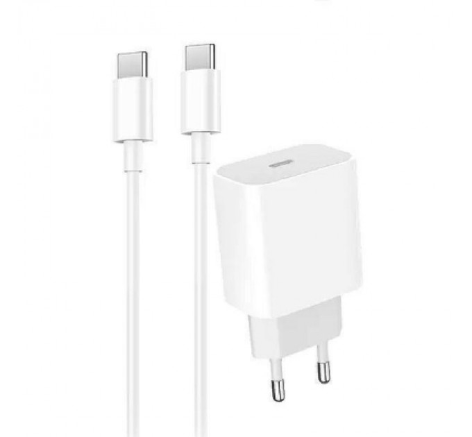 Denmen Зарядний пристрій Denmen USB-C PD20W 3.6A + cable USB-C to USB-C white (DM-DC06T-WH)