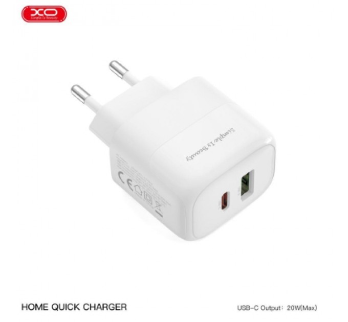XO Зарядний пристрій XO 1xUSB QC3.0 + 1xUSB-C PD20W (XO-QC37)