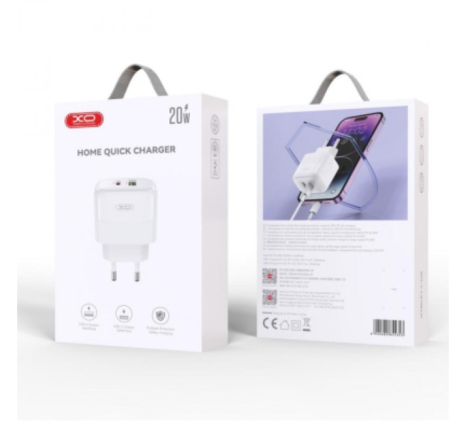 XO Зарядний пристрій XO 1xUSB QC3.0 + 1xUSB-C PD20W (XO-QC37)