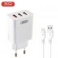 XO Зарядний пристрій XO 1xUSB QC3.0 18W + 2xUSB 2.4A + cable USB-C white (L72-TC-WH)