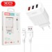XO Зарядний пристрій XO 1xUSB QC3.0 18W + 2xUSB 2.4A + cable USB-C white (L72-TC-WH)