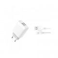 XO Зарядний пристрій XO 2xUSB 2.4A + cable USB to Micro 5P white (L57-M-WH)