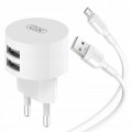 XO Зарядний пристрій XO 2xUSB 2.4A + cable USB to Micro 5P white (L62-M-WH)