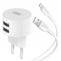 Зарядний пристрій XO 2xUSB 2.4A + cable USB to Micro 5P white (L62-M-WH)