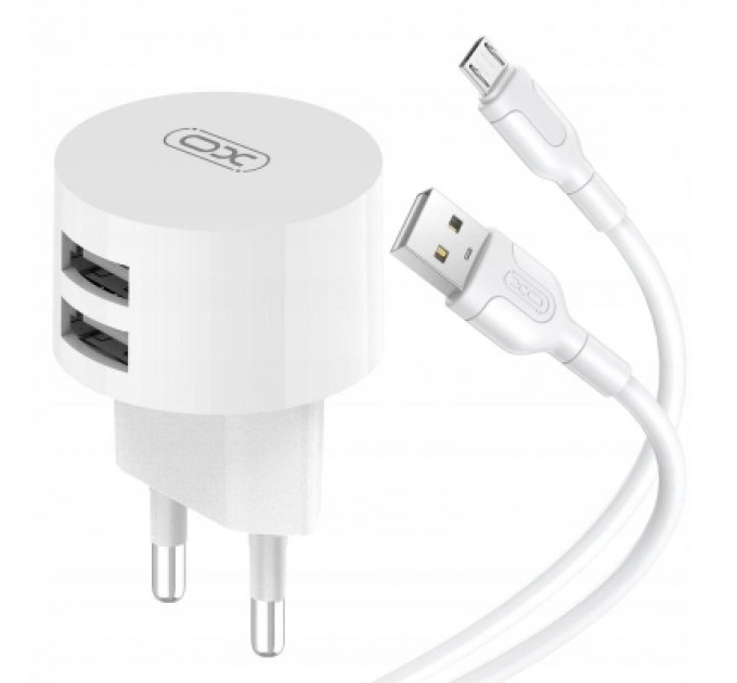 XO Зарядний пристрій XO 2xUSB 2.4A + cable USB to Micro 5P white (L62-M-WH)