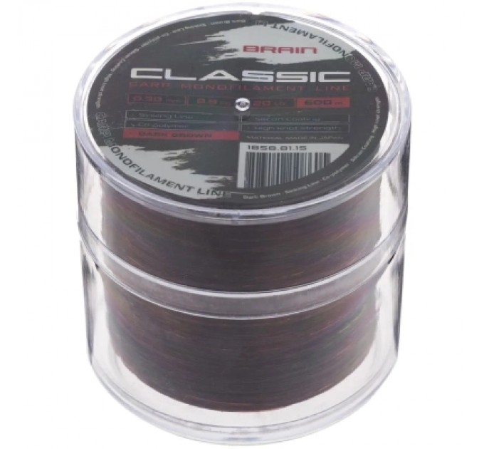 Brain Волосінь Brain Classic Carp Line (dark brown) 600m 0.30mm 20lb 8.8kg (1858.81.15)