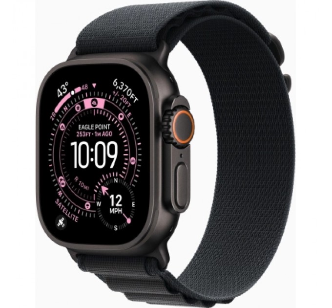 Apple Смарт-годинник Apple Watch Ultra 3 GPS + Cellular 49mm Black Titanium Case with Black Alpine Loop - Medium (MF0V4QP/A)