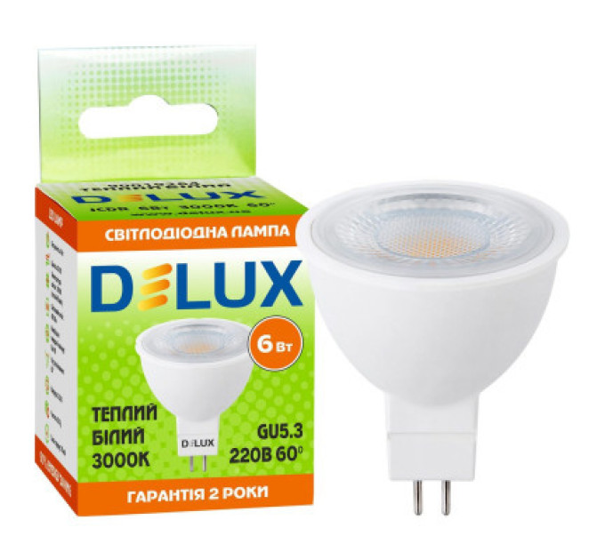 Delux Лампочка Delux JCDR 6Вт 3000K 220В GU5.3 (90019264)