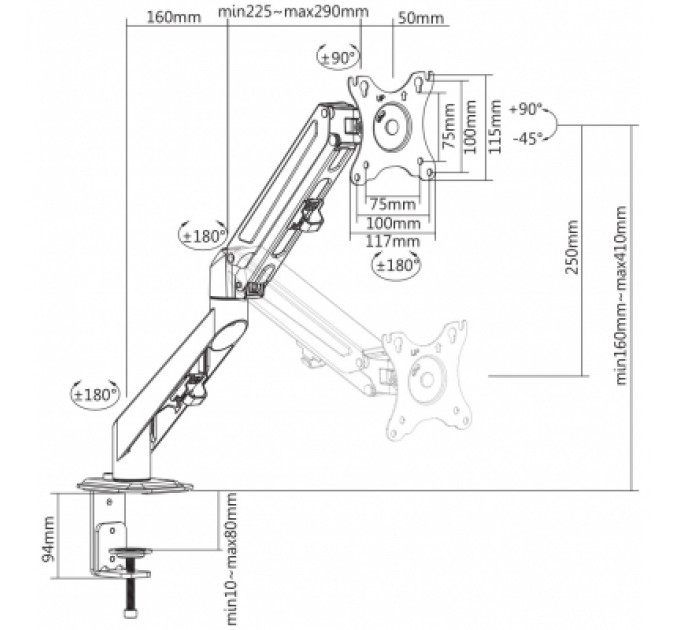 Brateck Кронштейн Brateck LDT25-C012