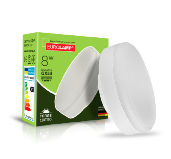 Eurolamp Лампочка Eurolamp LED GX53 8W 3000K (LED-GX53-0830(N))