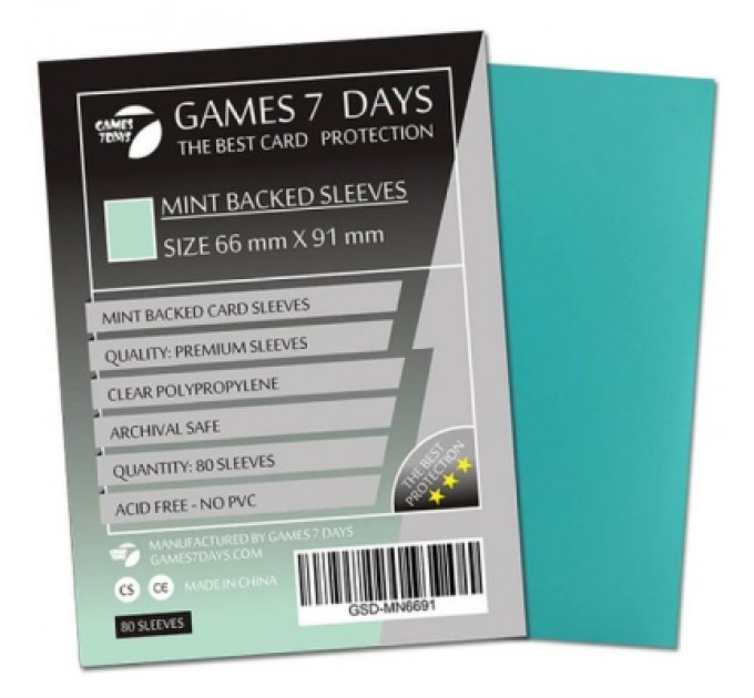Games 7 Days Протектор для карт Games 7 Days 66 х 91 мм, MTG, 80 шт Mint (PREMIUM) (GSD-MN6691)