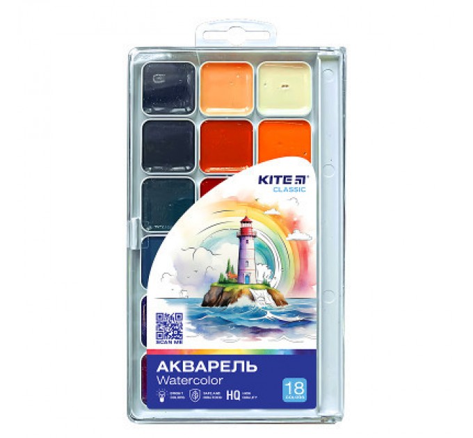 Kite Акварельні фарби Kite Classic , 18 кольорів (K-066)