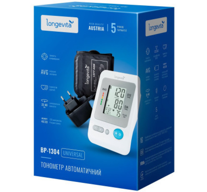 Longevita Тонометр Longevita Авт.вимір.артер.тиску LONGEVITA BP-1304 Авт.вимір.артер.тиску (BP-1304)