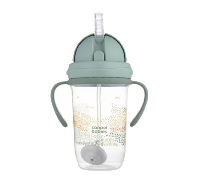 Canpol babies Поїльник-непроливайка Canpol babies MOUNTAINS з трубочкою і обтяжувачем, 270 мл, зелена (56/620_gre)