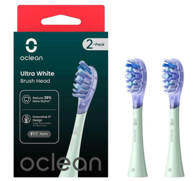 Oclean Насадка для зубної щітки Oclean UW01 G02 Ultra White Brush Head Green (2 шт) (6970810553529)