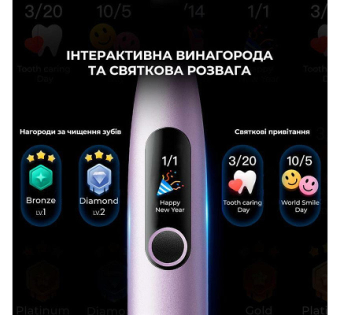 Oclean Електрична зубна щітка Oclean X Pro Digital Electric Toothbrush Purple (6970810553475)