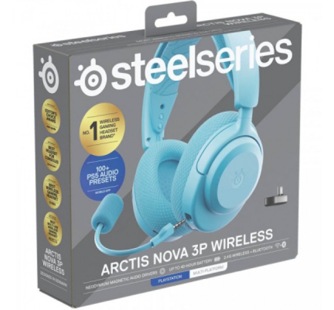 SteelSeries Навушники SteelSeries Arctis Nova 3P Wireless MultiPlatform Aqua (61688)