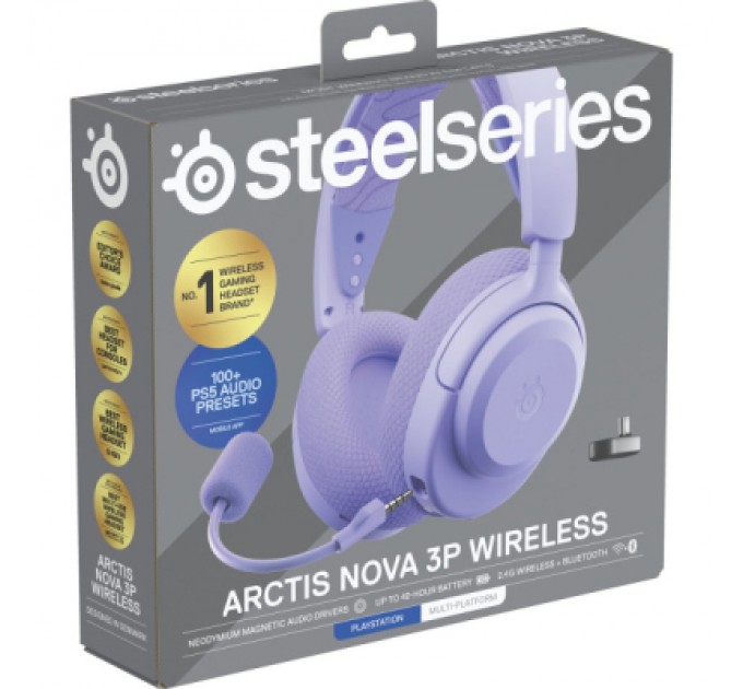 SteelSeries Навушники SteelSeries Arctis Nova 3P Wireless MultiPlatform Lavender (61692)