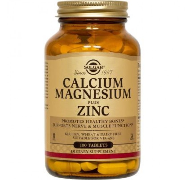Solgar Мінерали Solgar Кальцій Магній і Цинк, Calcium Magnesium Plus Zinc, 100 табл (SOL00520)