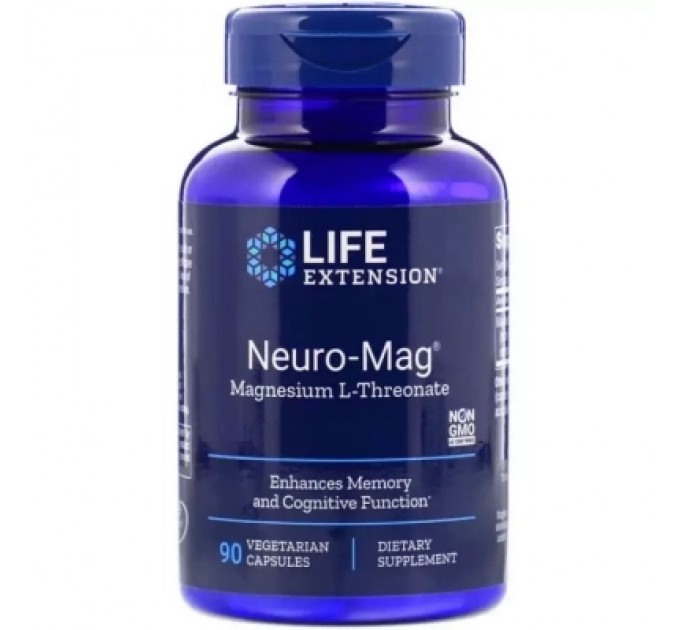 Life Extension Мінерали Life Extension Магній L-треонат, Magnesium L-Threonate, Neuro-Mag, 90 капсу (LEX-16039)